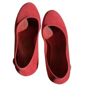 Vivienne Westwood Anglomania x Melissa Red Flocked Skyscraper Pumps Orb Heel 6
